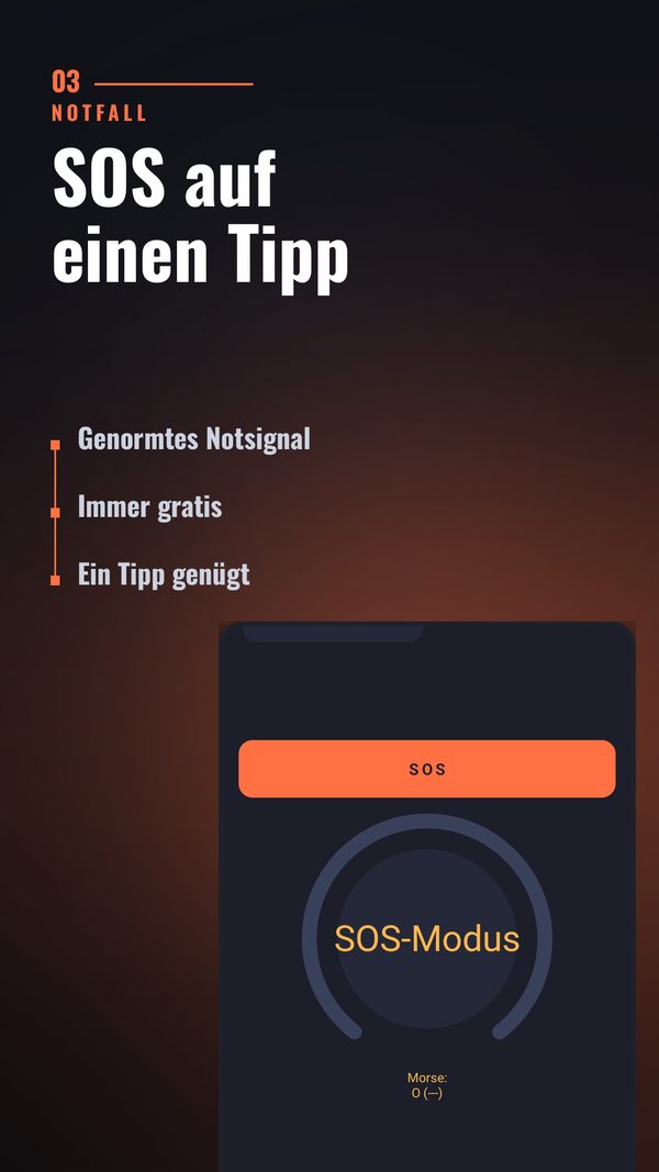 SOS-Notsignal in Taschenlampe Pur